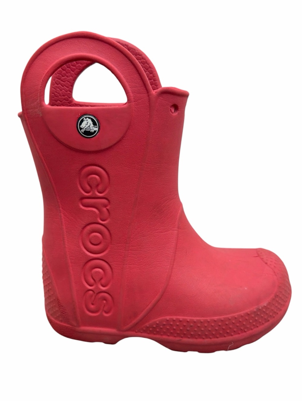 CROCS kids Handle It red pull on lightweight waterproof little kids rain boot C8